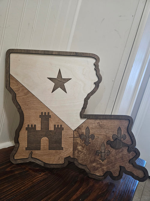 Louisiana Shaped Acadian Flag