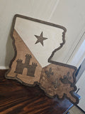 Louisiana Shaped Acadian Flag