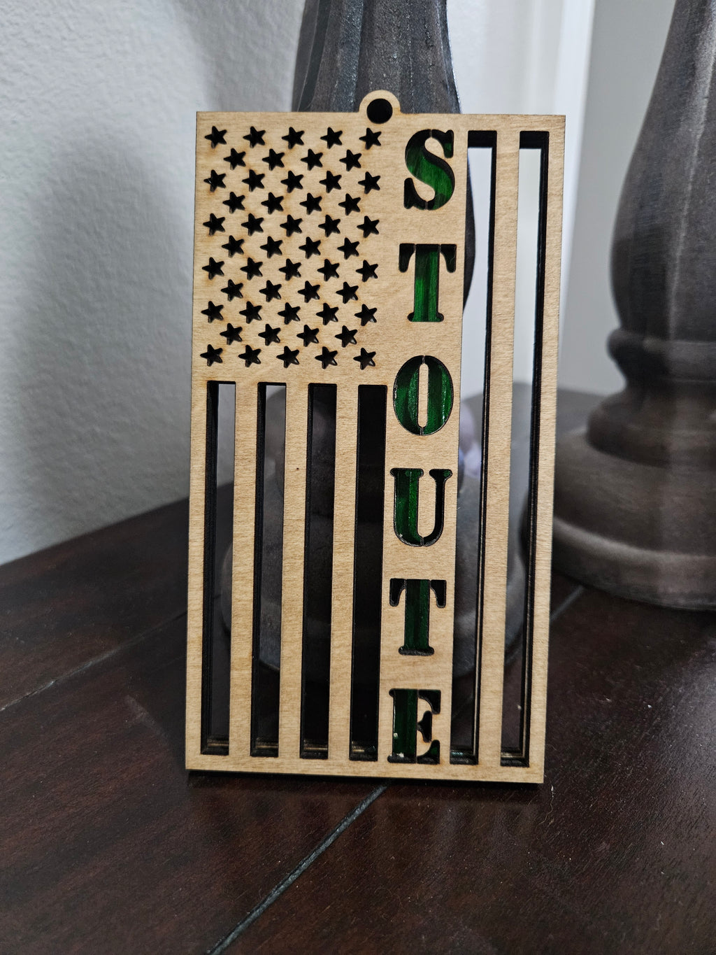 US Flag Ornament with Name