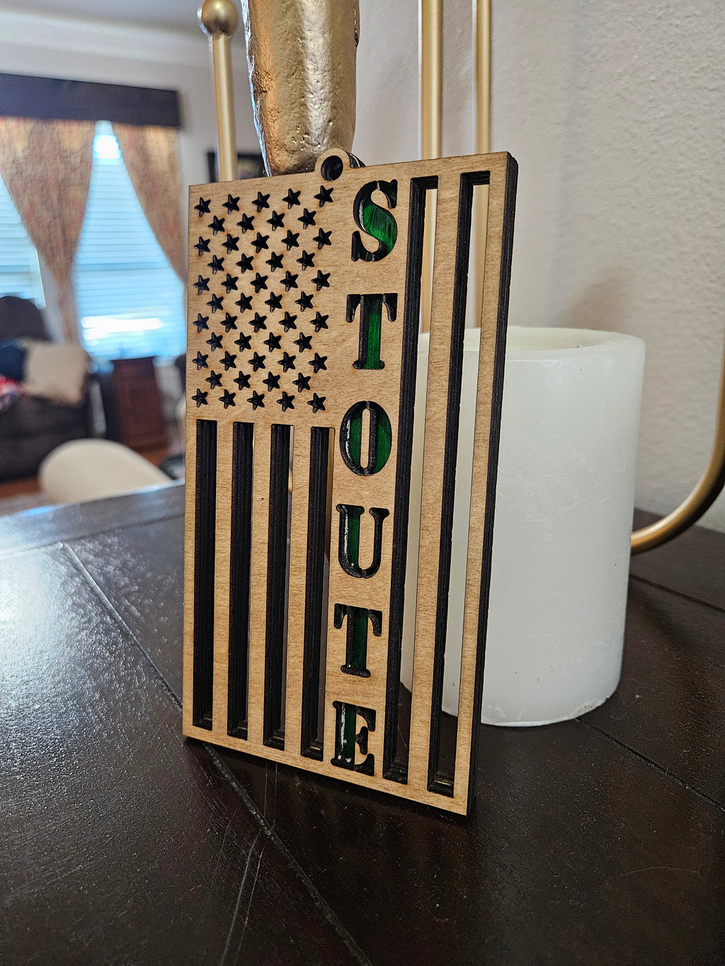 US Flag Ornament with Name