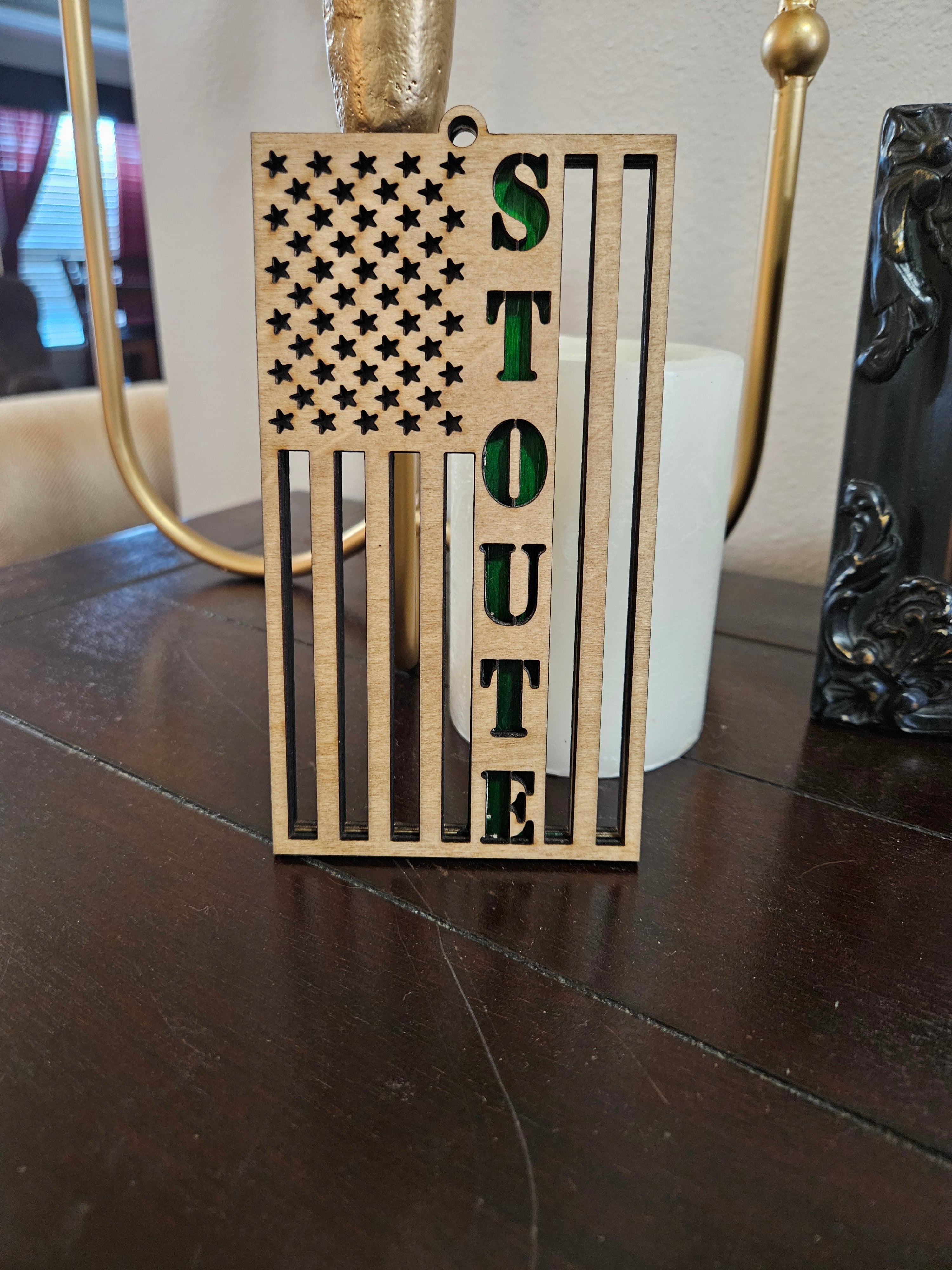 US Flag Ornament with Name