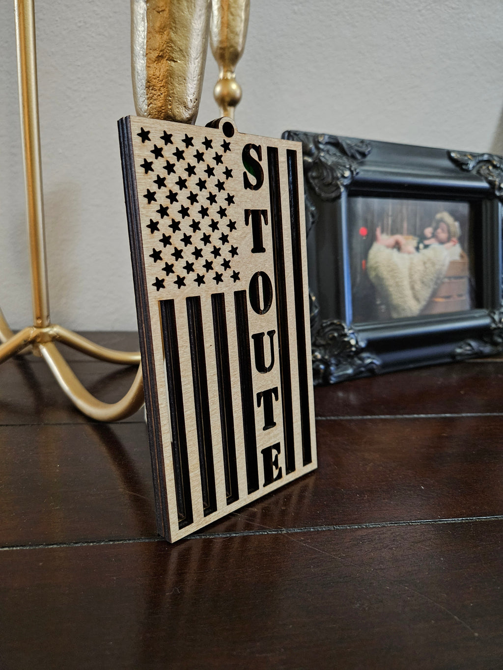 US Flag Ornament with Name