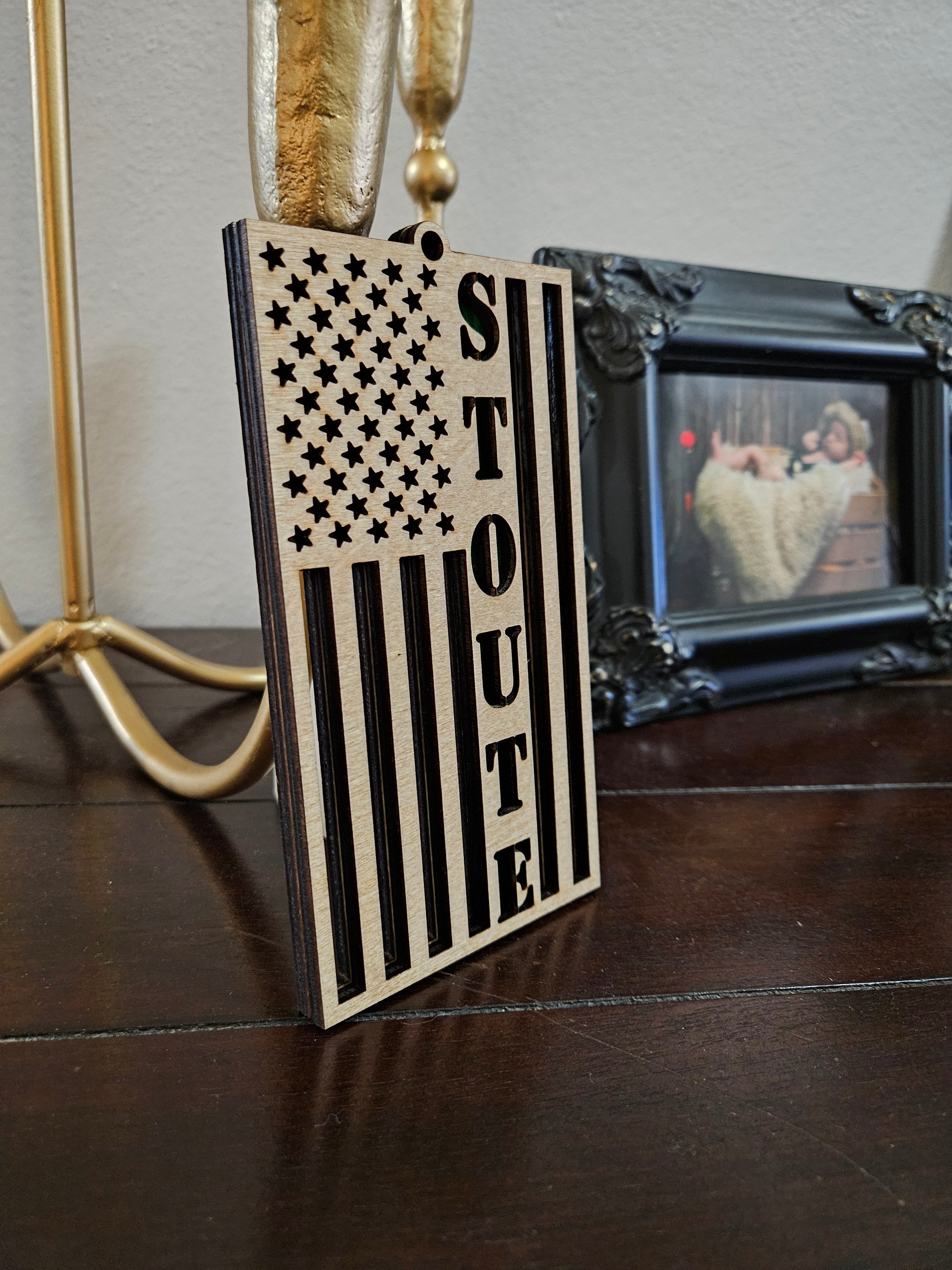 US Flag Ornament with Name