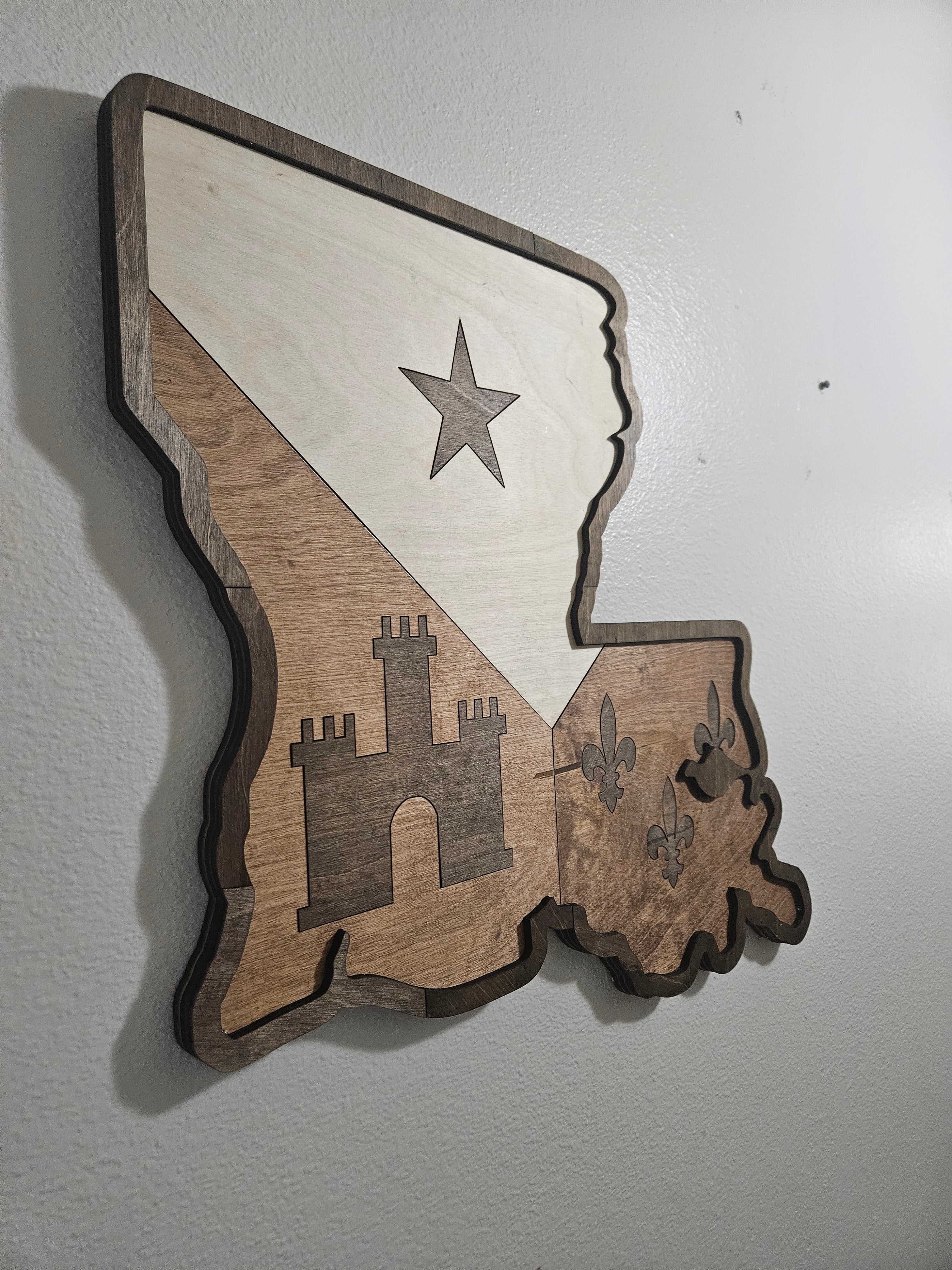 Louisiana Shaped Acadian Flag
